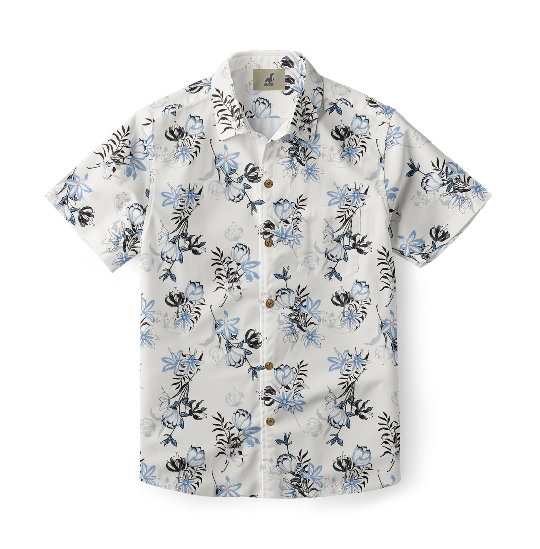 White Tropical Floral Hawaiian Shirt