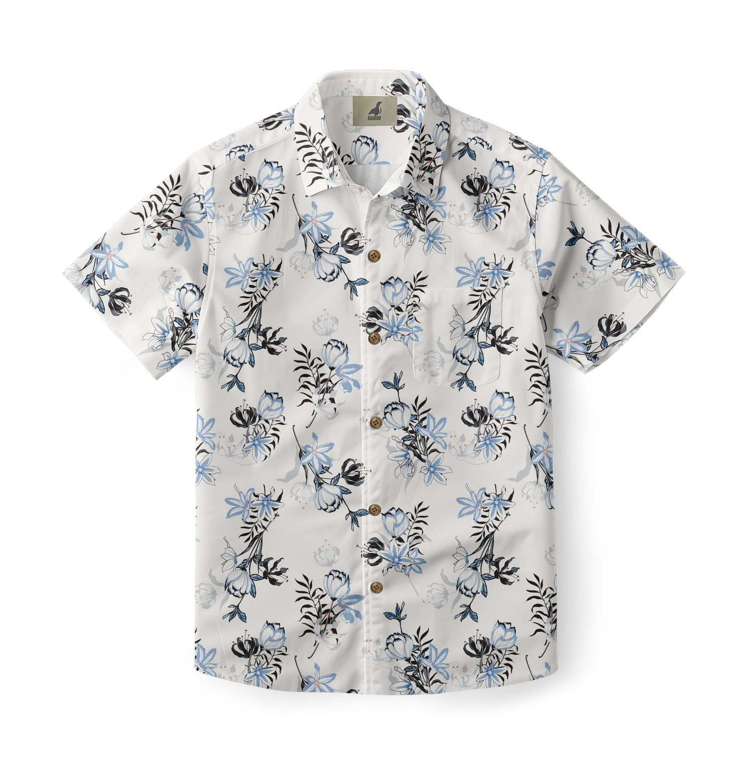 White Tropical Floral Hawaiian Shirt