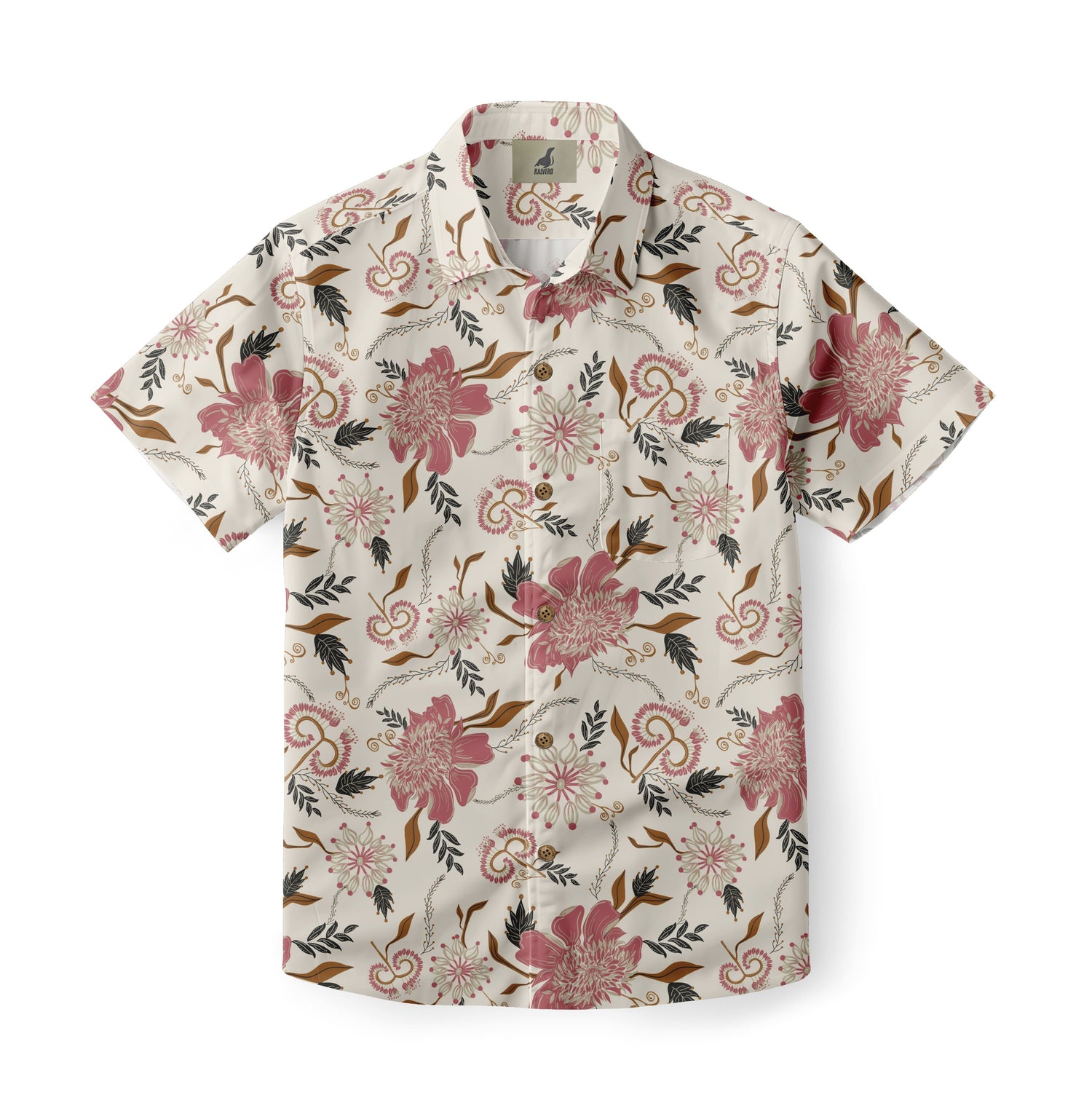 Cream Tropical Floral Hawaiian Shirt