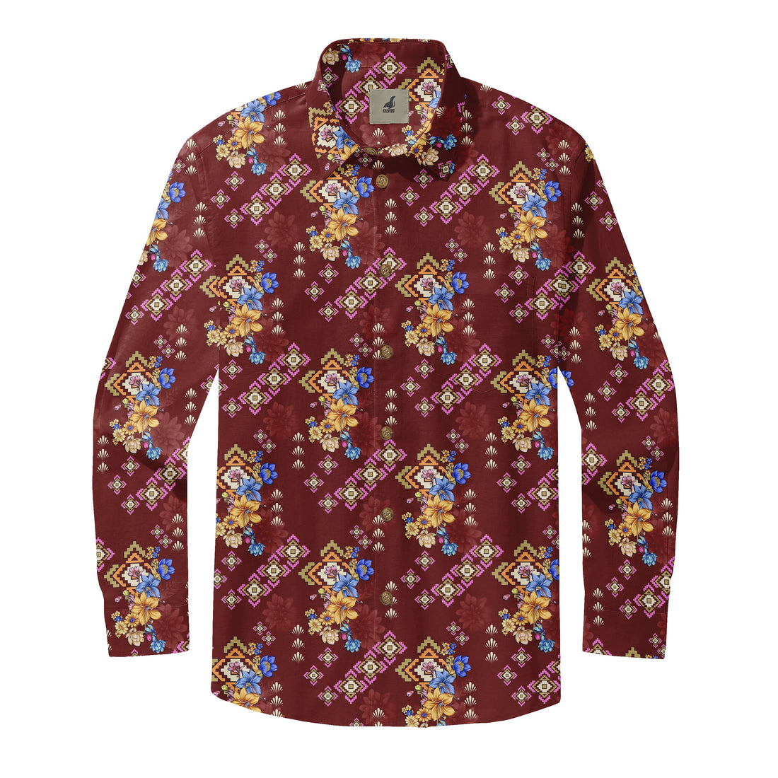 Bohemian Ruby Print Long Sleeve Shirts