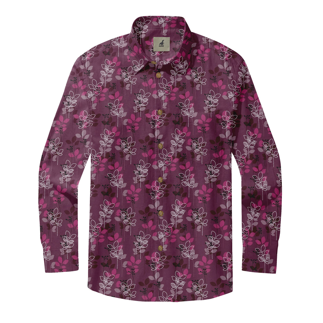 Purple Tropical Floral Long Sleeve Hawaiian Shirt