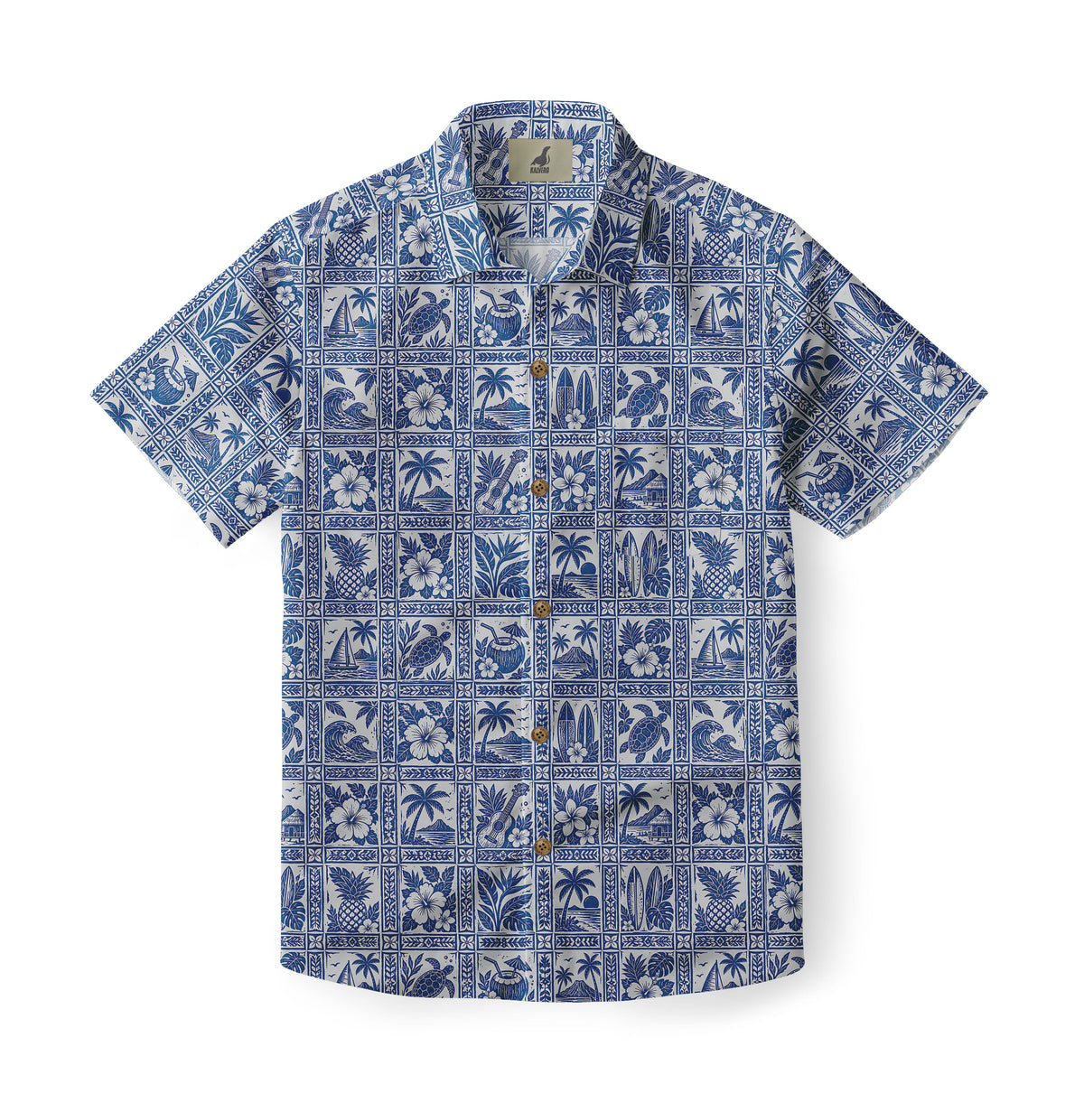 Cobalt Island Tiles Hawaiian Shirt