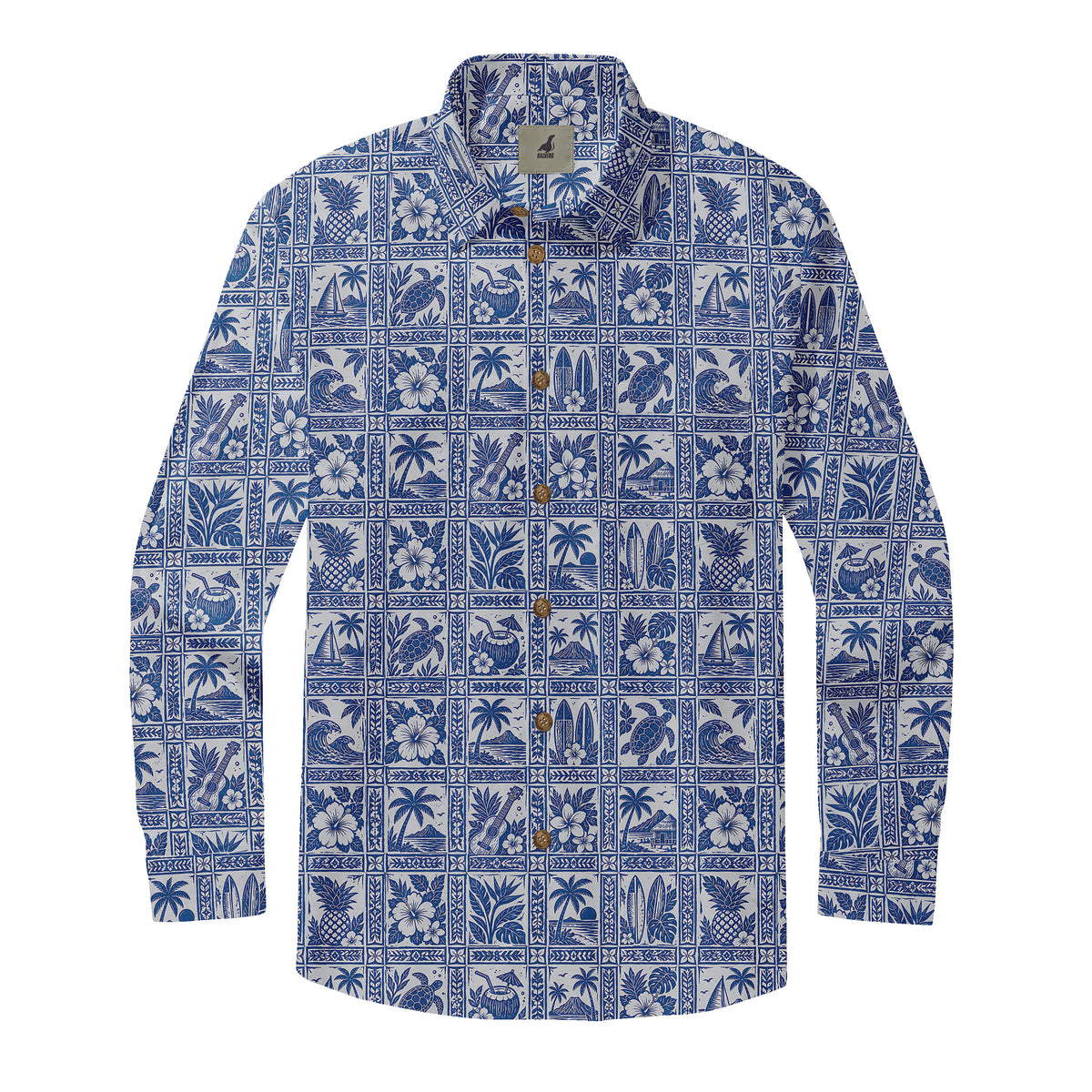 Cobalt Island Tiles Long Sleeve Shirt