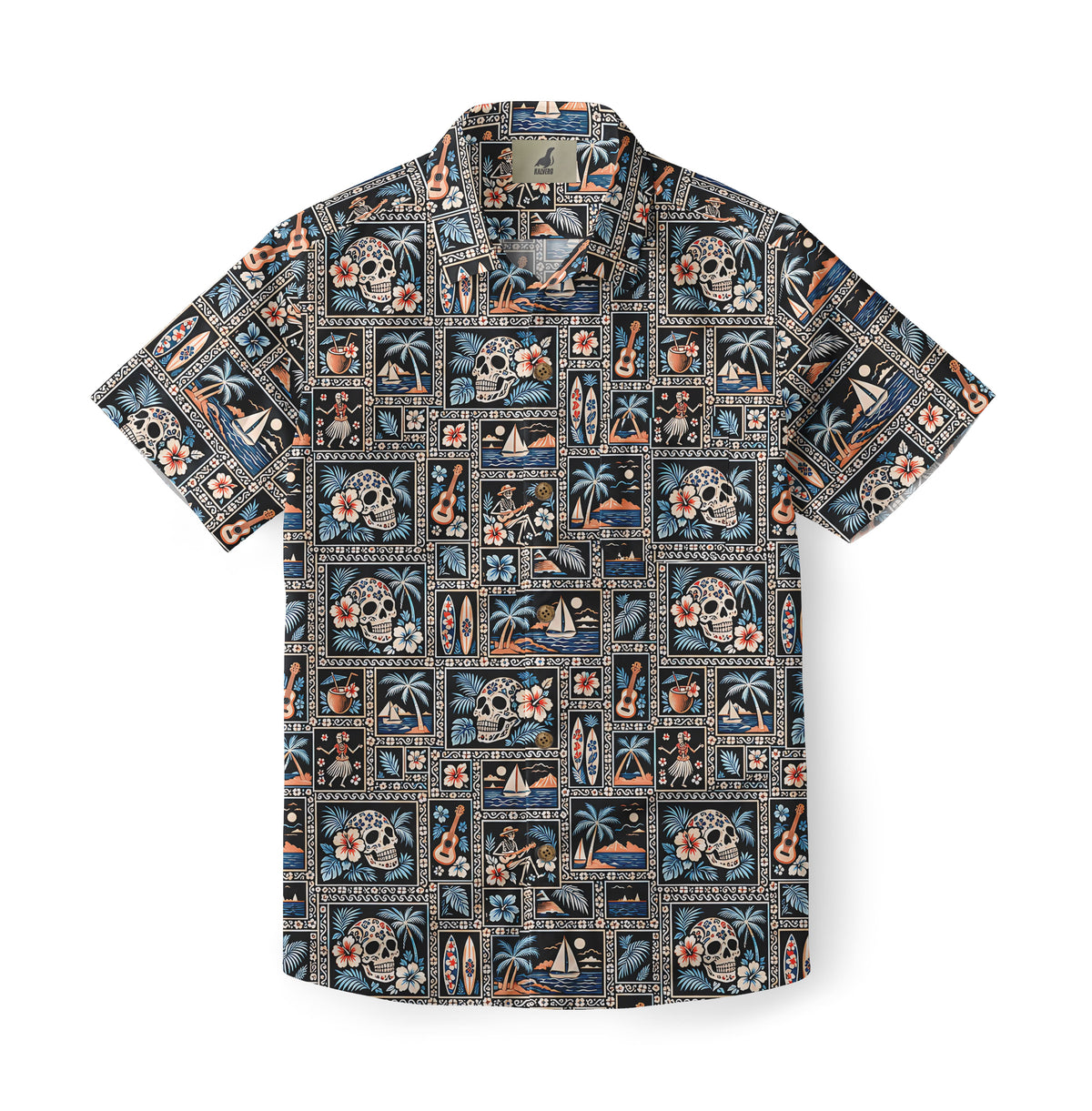 Coral Calavera Island Tiles Hawaiian Shirt