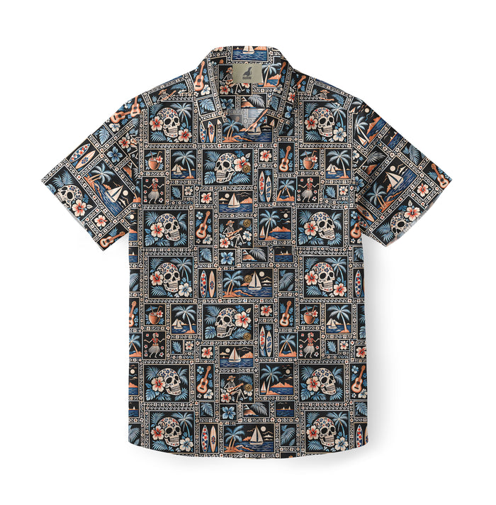Coral Calavera Island Tiles Hawaiian Shirt