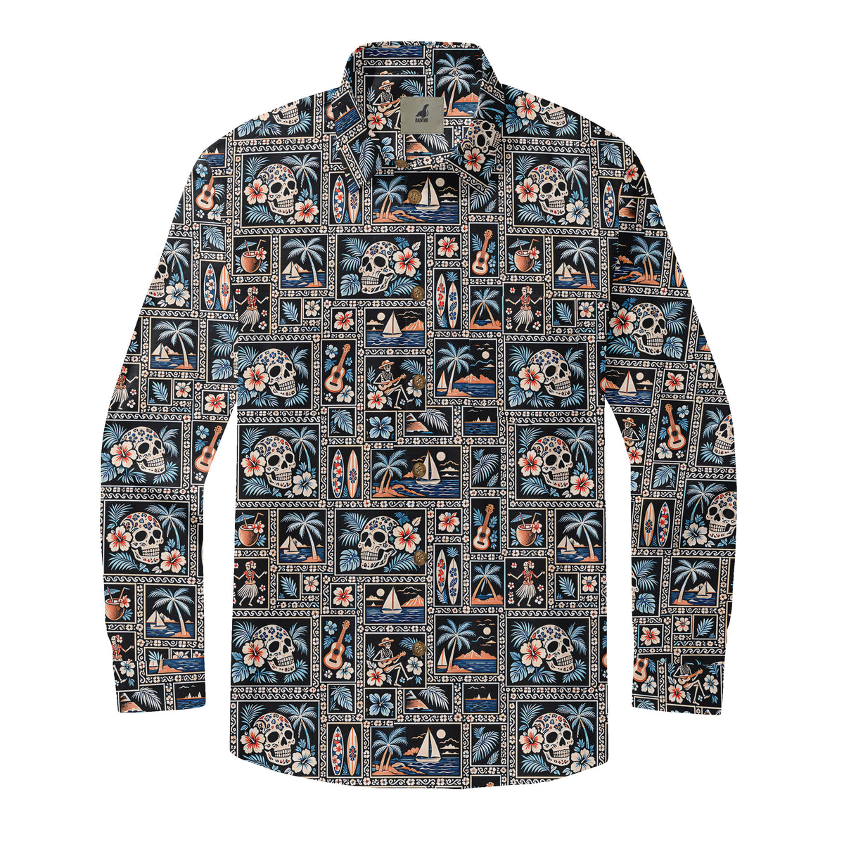 Coral Calavera Island Tiles Long Sleeve Shirt