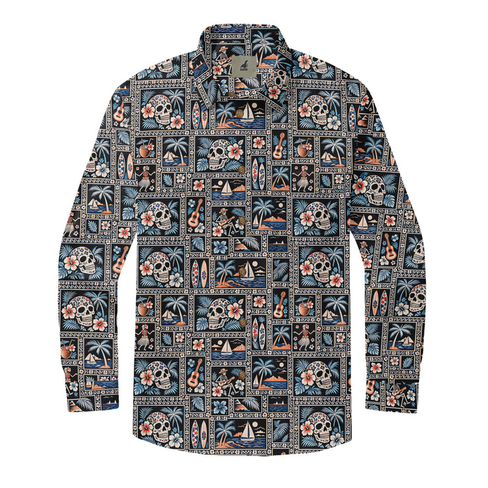 Coral Calavera Island Tiles Long Sleeve Shirt
