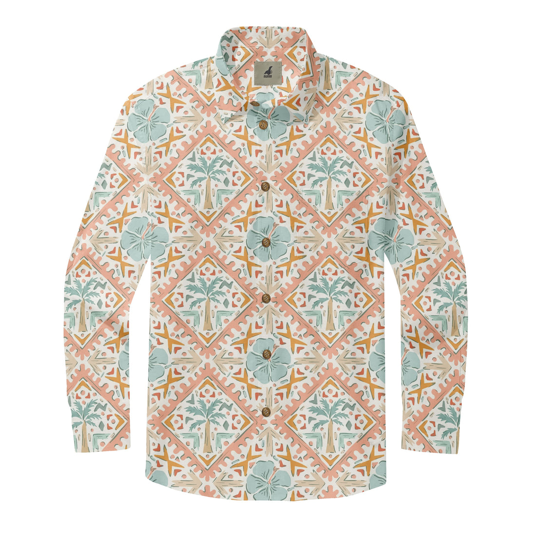 Multi Tropical Floral Long Sleeve Hawaiian Shirt