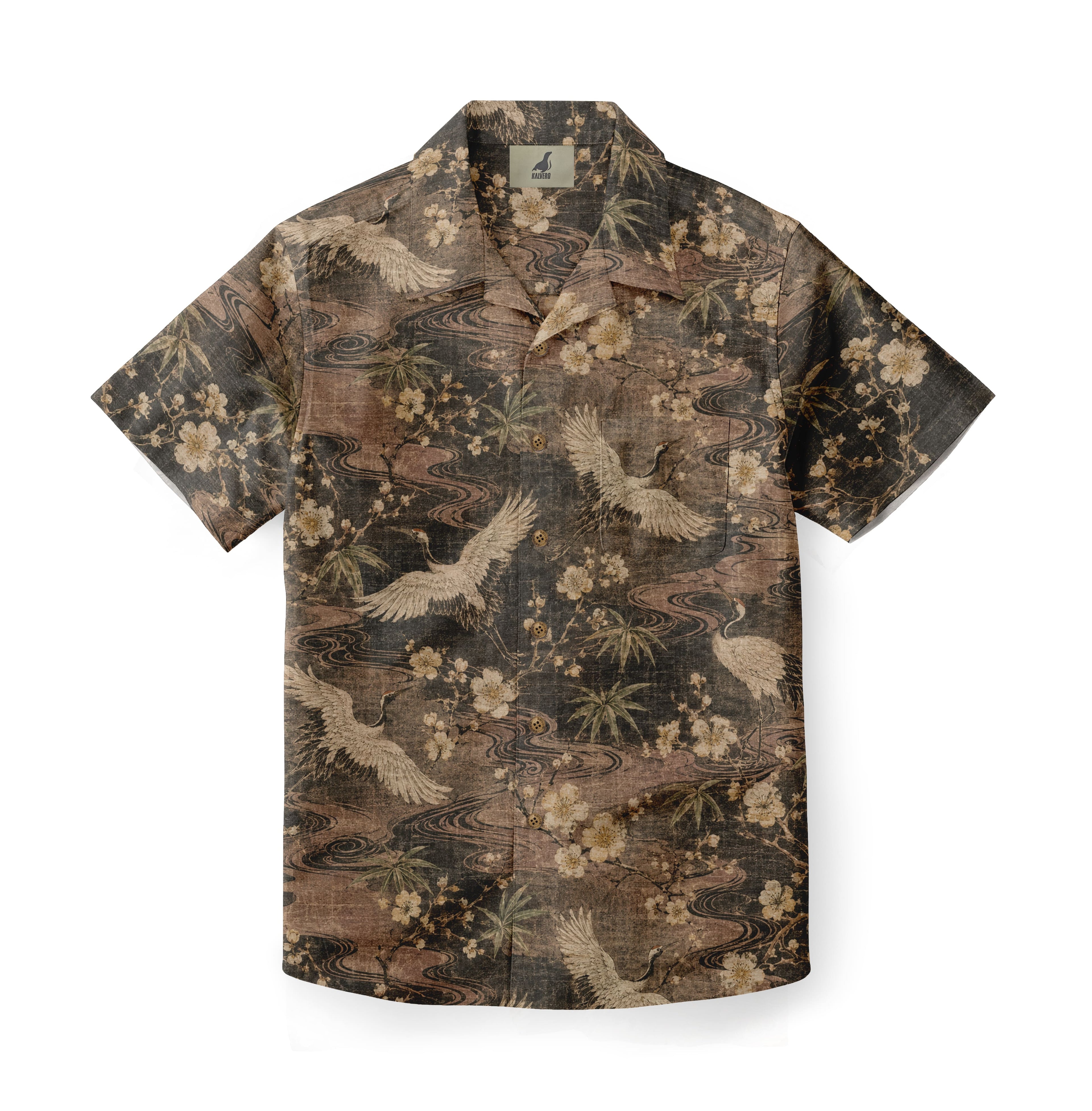 Crane Garden Nocturne Hawaiian shirt
