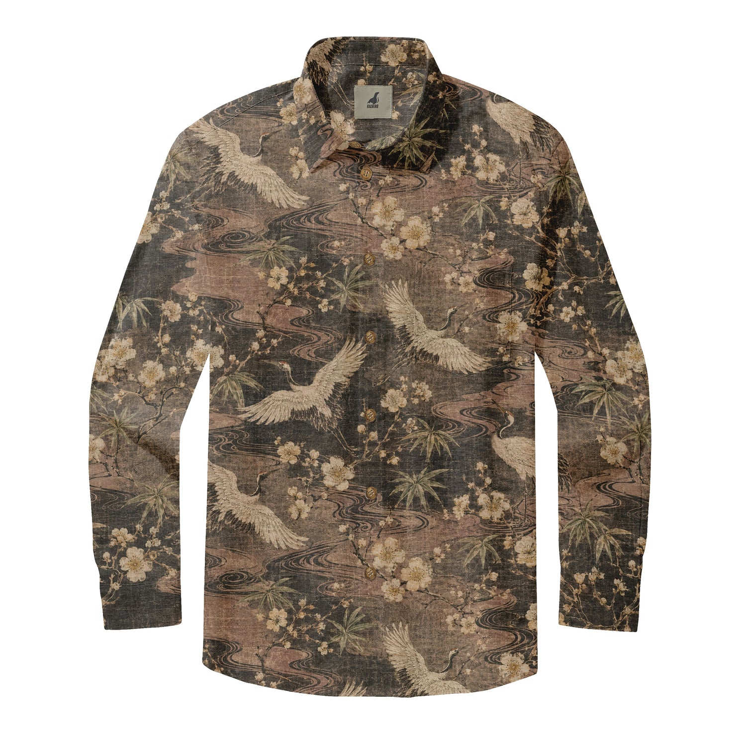 Crane Garden Nocturne Long Sleeve Shirts