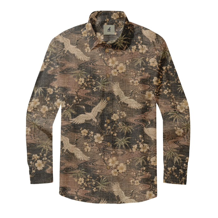 Crane Garden Nocturne Long Sleeve Shirts
