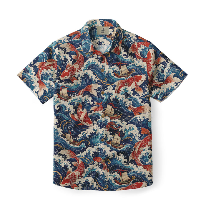 Crimson Koi Voyage Hawaiian Shirt