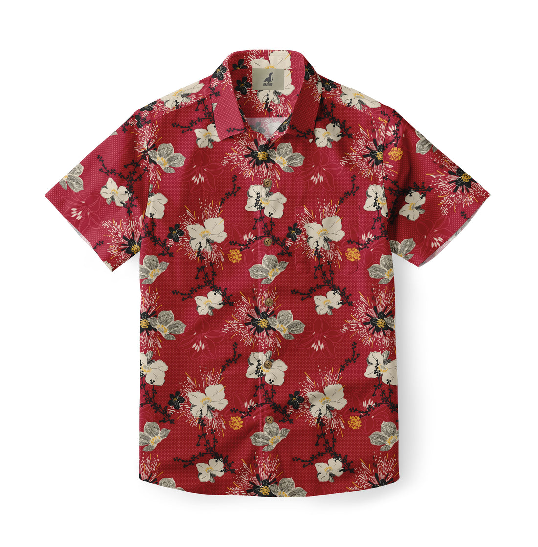 Red Tropical Floral Hawaiian Shirt