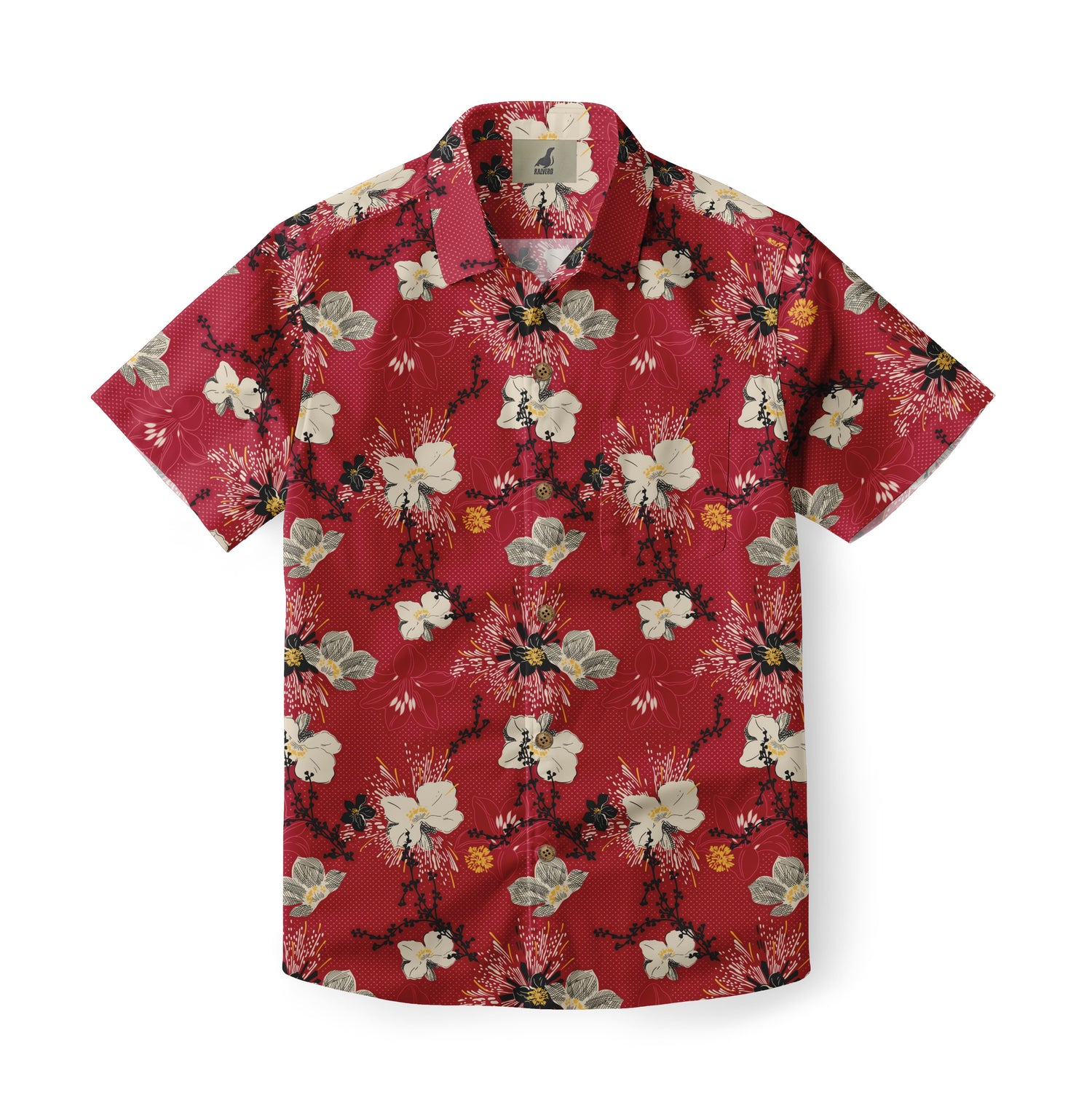 Red Tropical Floral Hawaiian Shirt