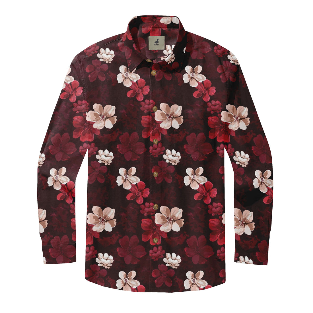 Crimson Blossom Night Camp  Long Sleeve Shirts