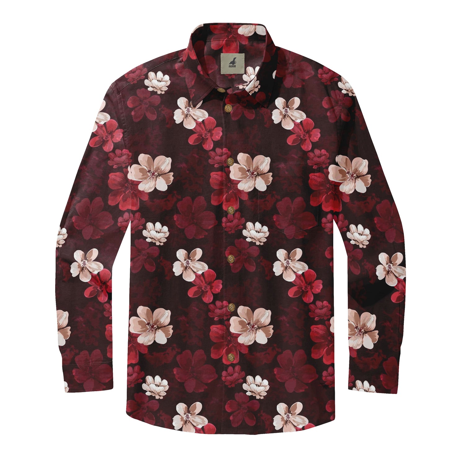 Crimson Blossom Night Camp  Long Sleeve Shirts