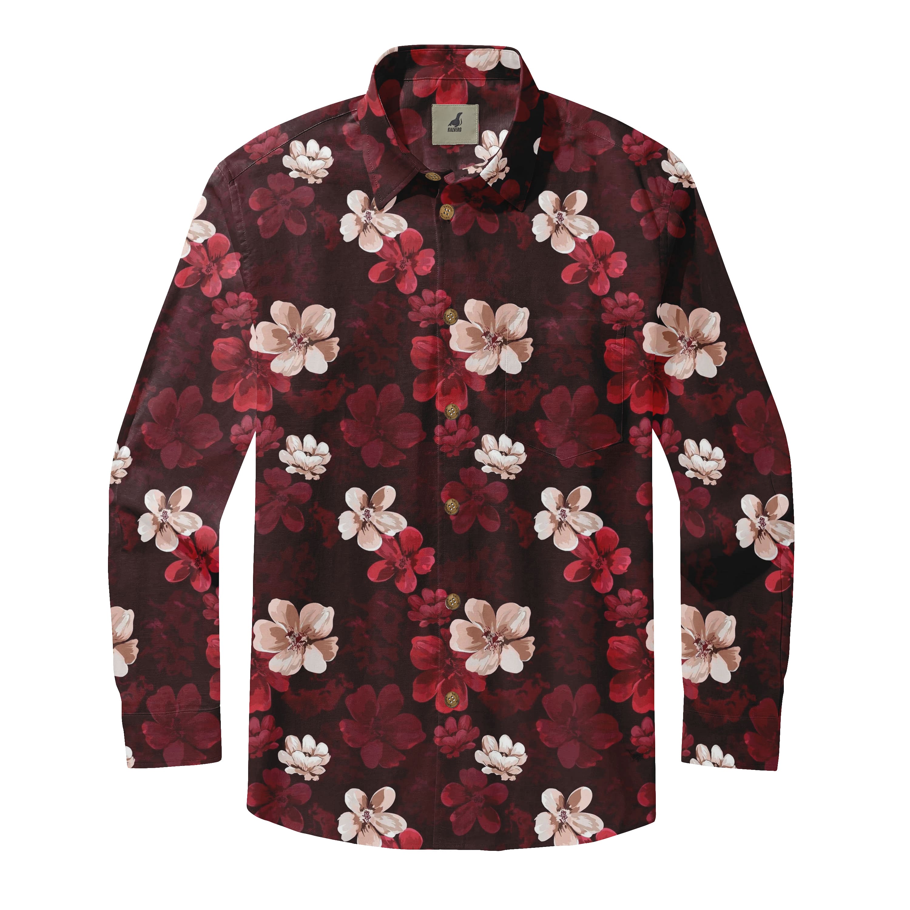 Crimson Blossom Night Camp  Long Sleeve Shirts