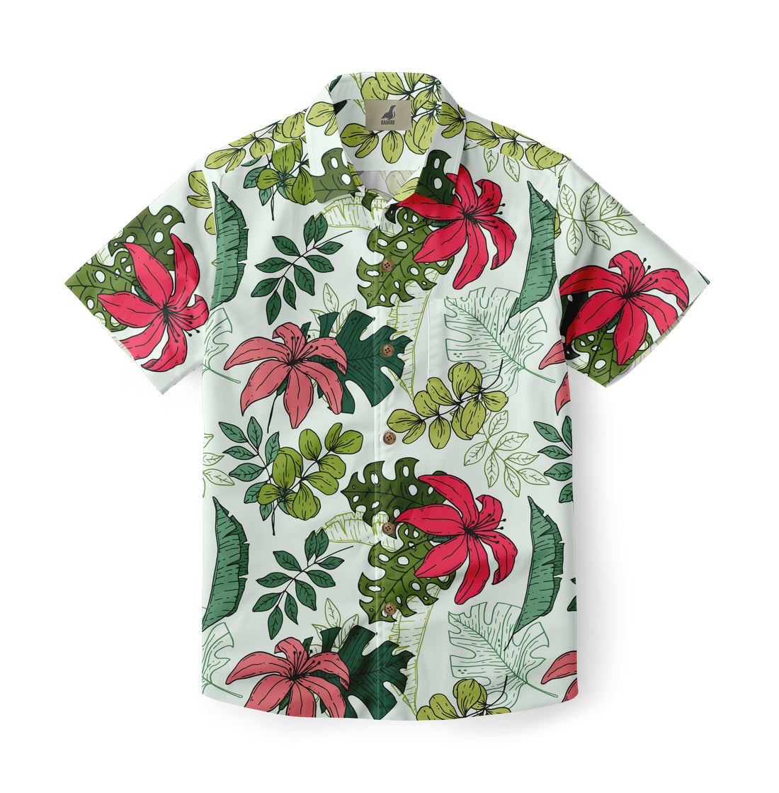 White Tropical Floral Hawaiian Shirt