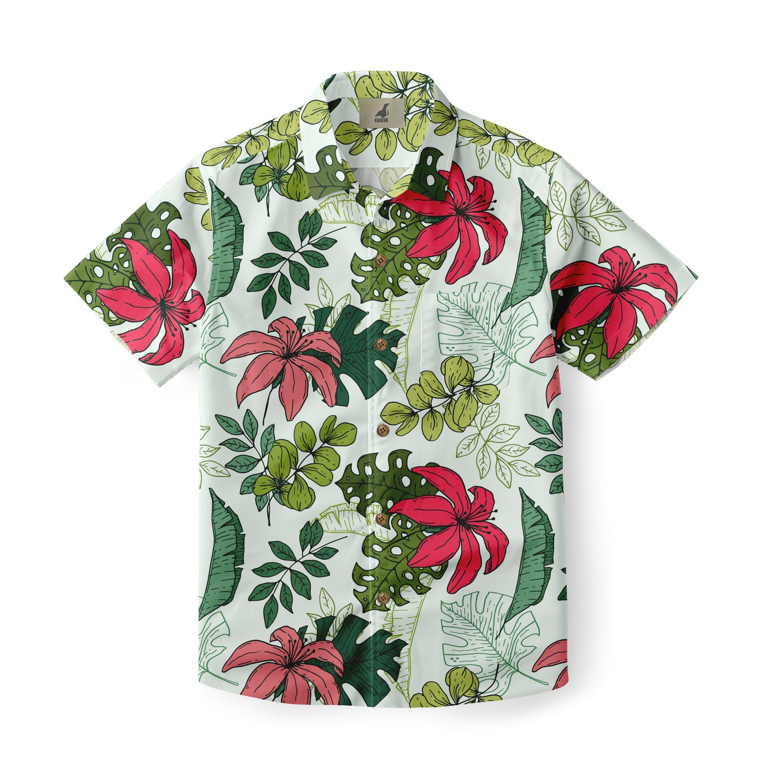 White Tropical Floral Hawaiian Shirt