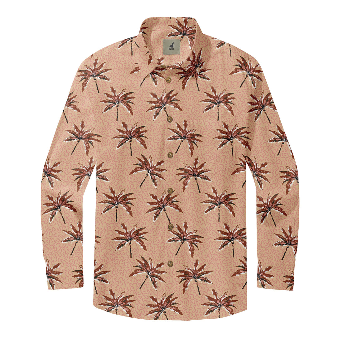 Peach Palm Tree Long Sleeve Hawaiian Shirt