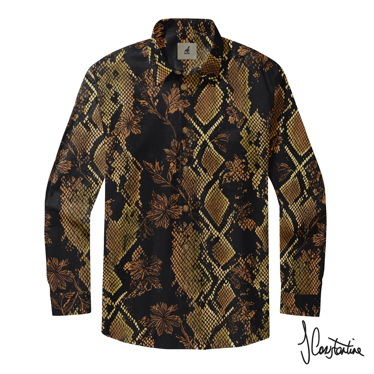 Golden Snakeskin Botanicals Long Sleeve Shirt
