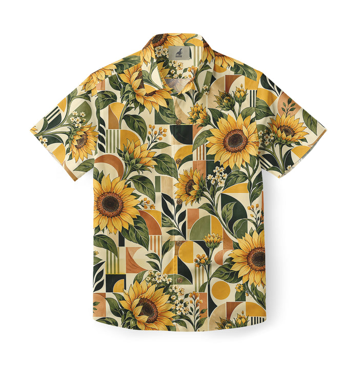 Golden Sunflower Mosaic Hawaiian Shirt