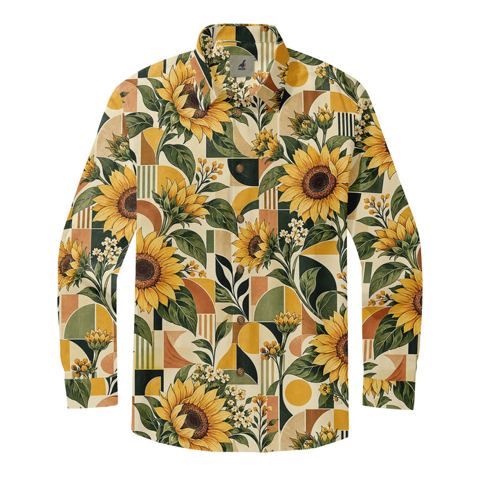 Golden Sunflower Mosaic Long Sleeve Shirt
