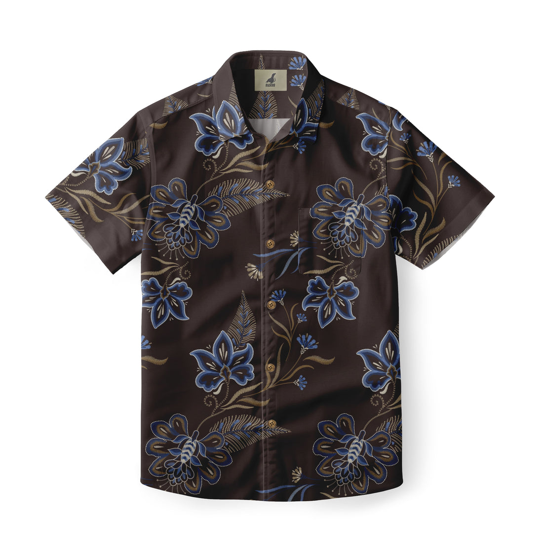 Brown Tropical Floral Hawaiian Shirt