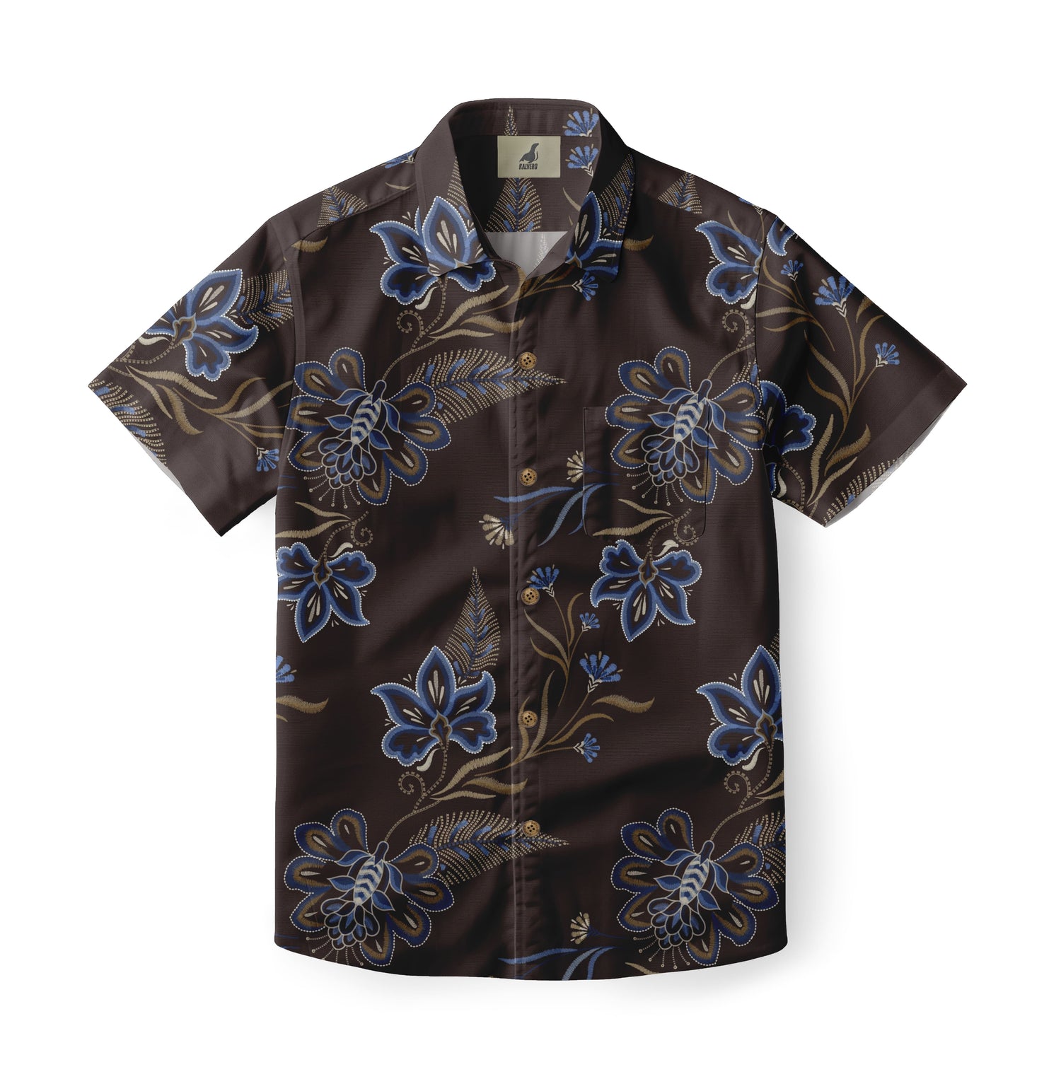 Brown Tropical Floral Hawaiian Shirt