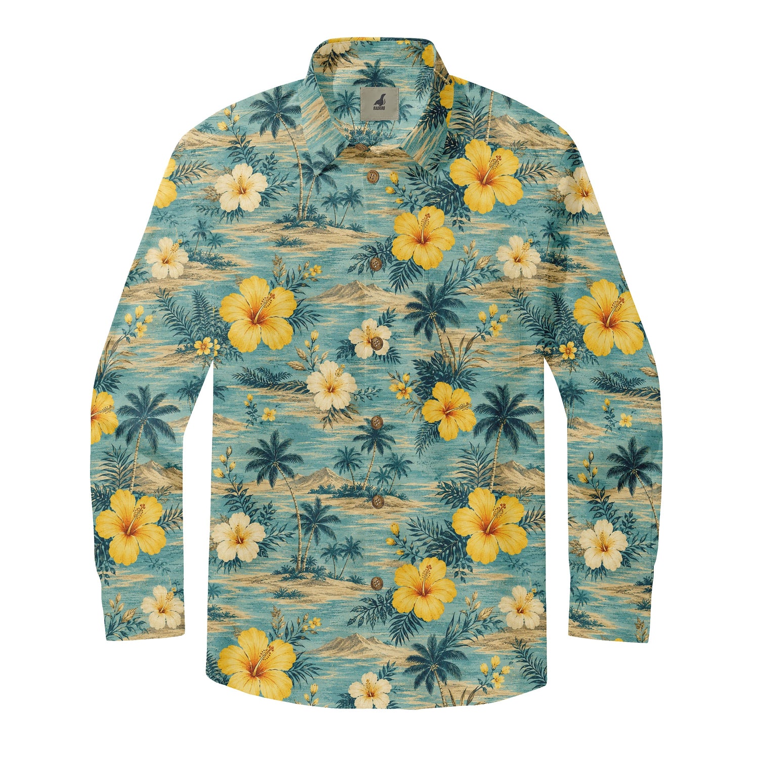 Golden Hibiscus Horizon Long Sleeve Shirts