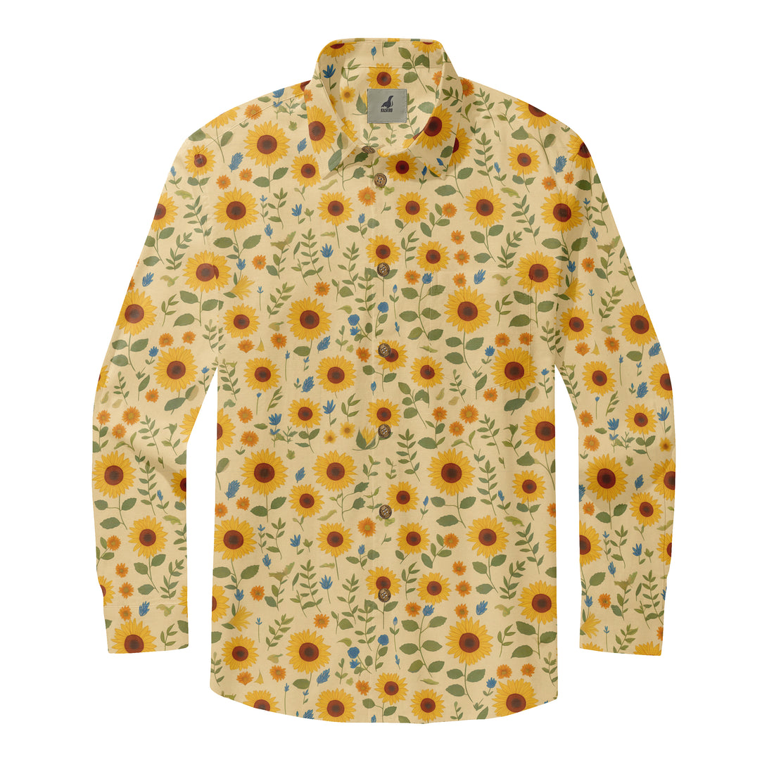 Beige Sunflower Long Sleeve Hawaiian Shirt