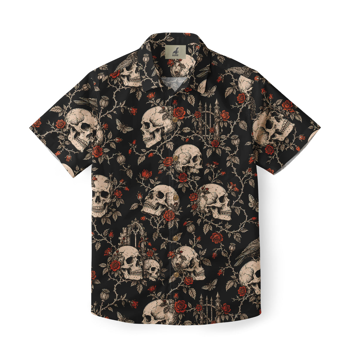 Gothic Rose Skulls Hawaiian Shirt