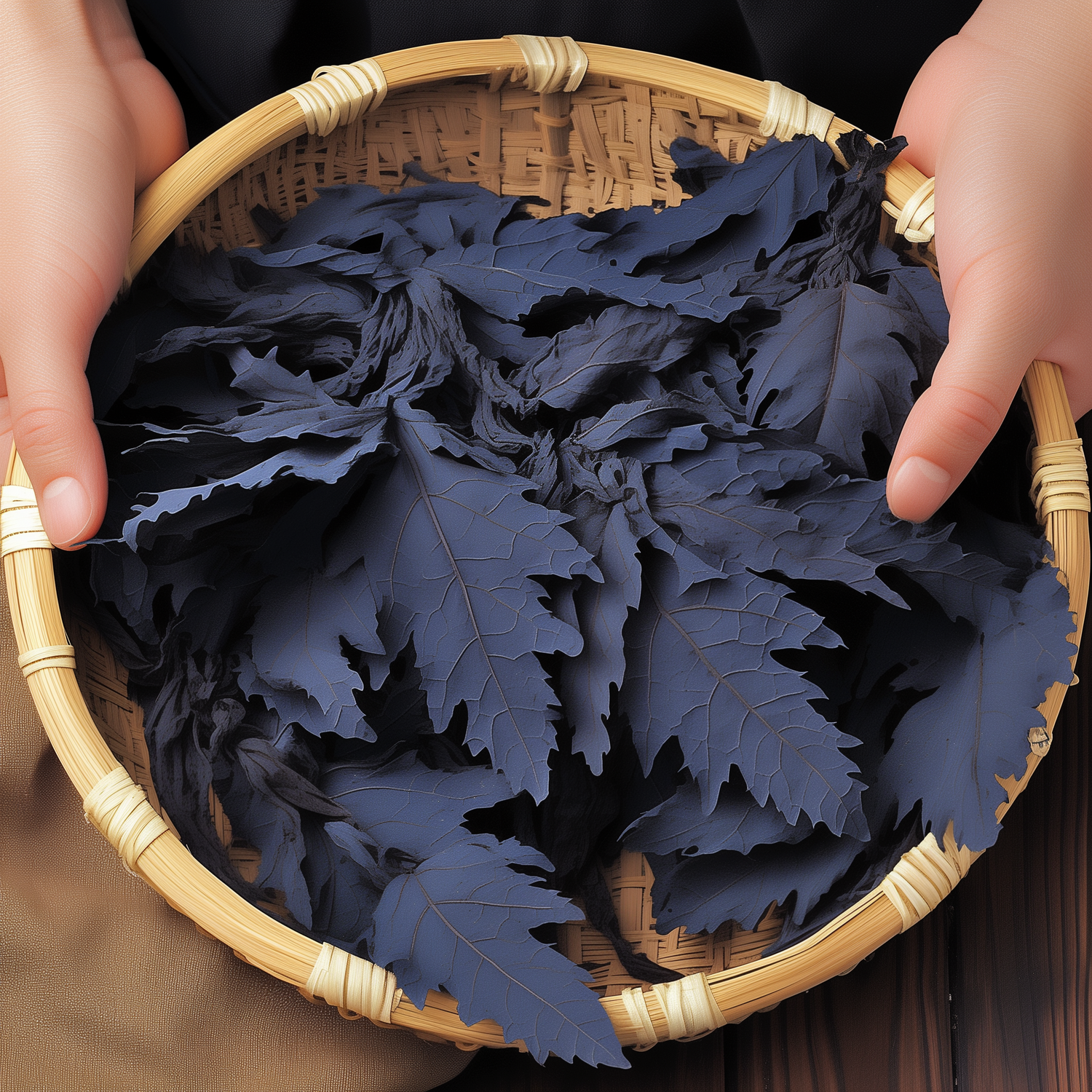 Harvested from indigo leaves, producing rich blue through natural, chemical-free fermentation.