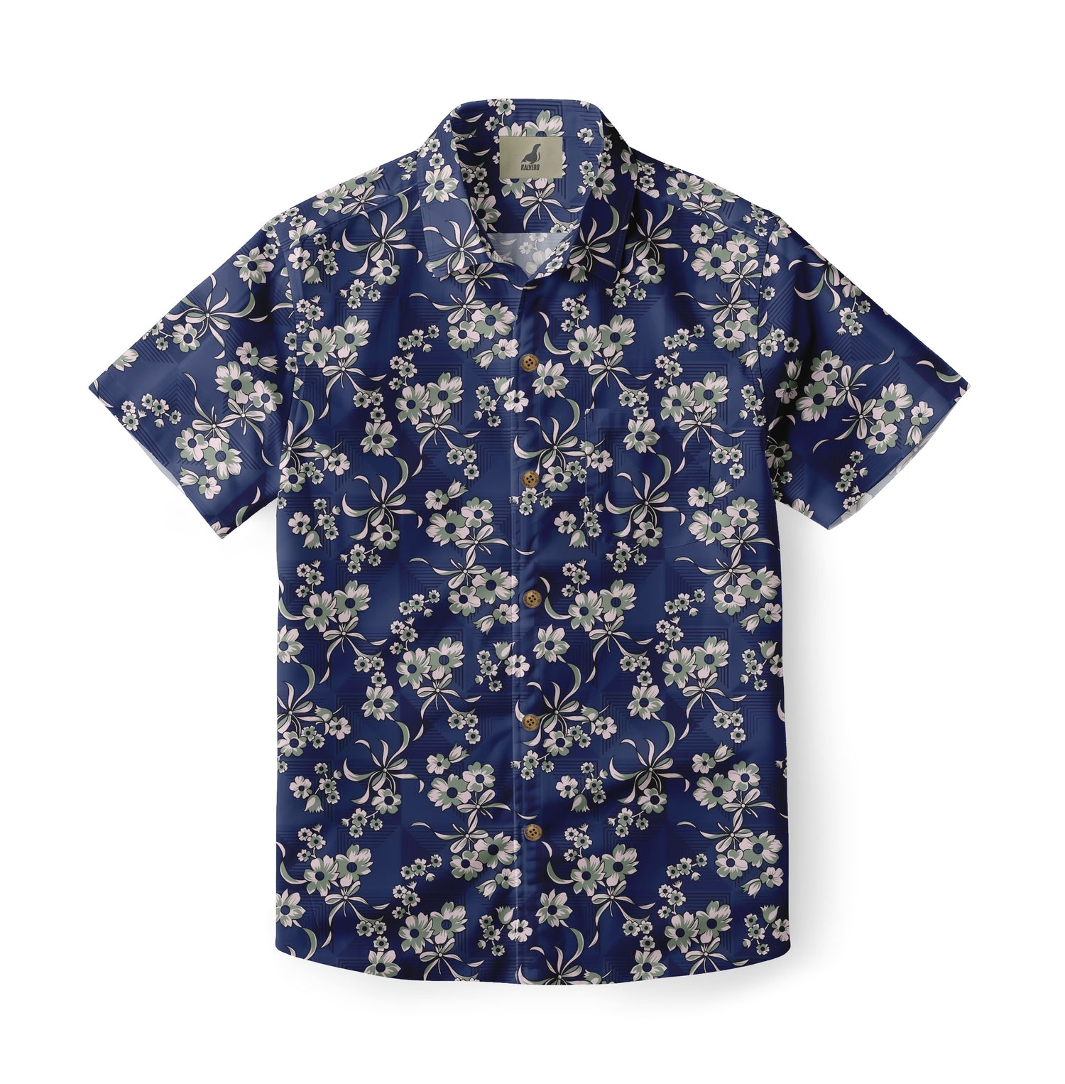 Navy Tropical Floral Hawaiian Shirt