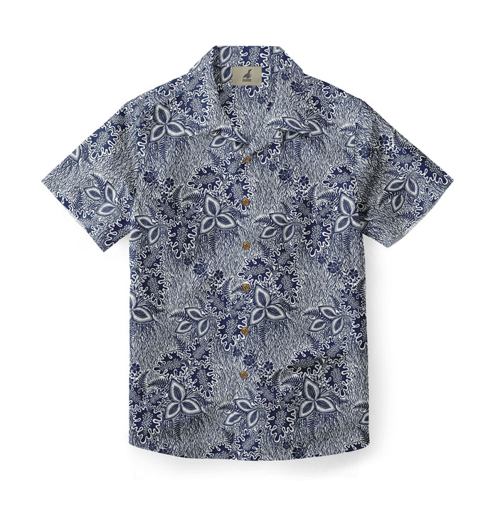 Indigo Reef Bloom Hawaiian Shirt