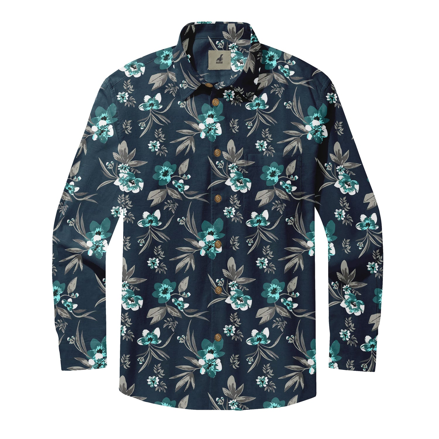 Indigo Twilight Hibiscus Long Sleeve Shirts