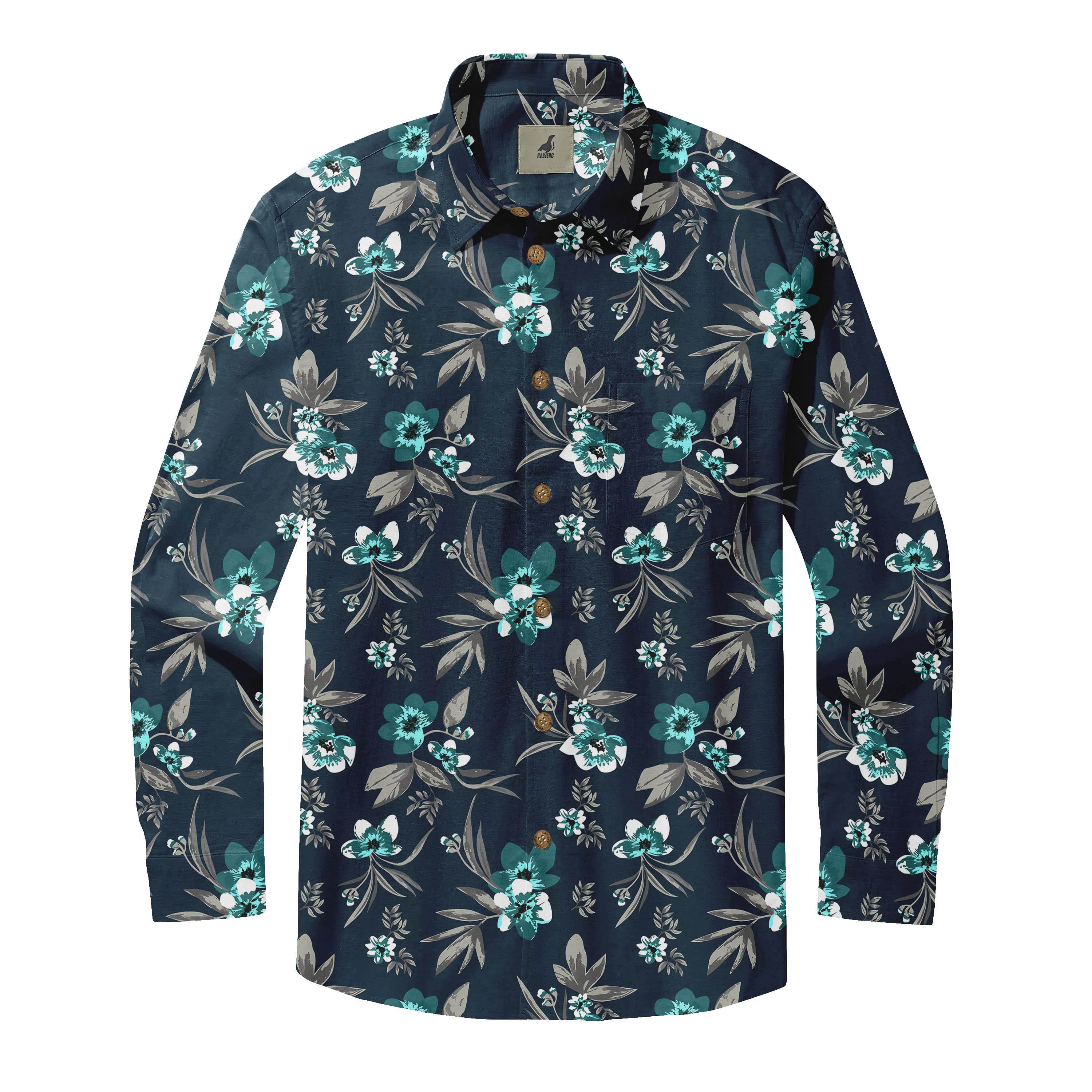 Indigo Twilight Hibiscus Long Sleeve Shirts