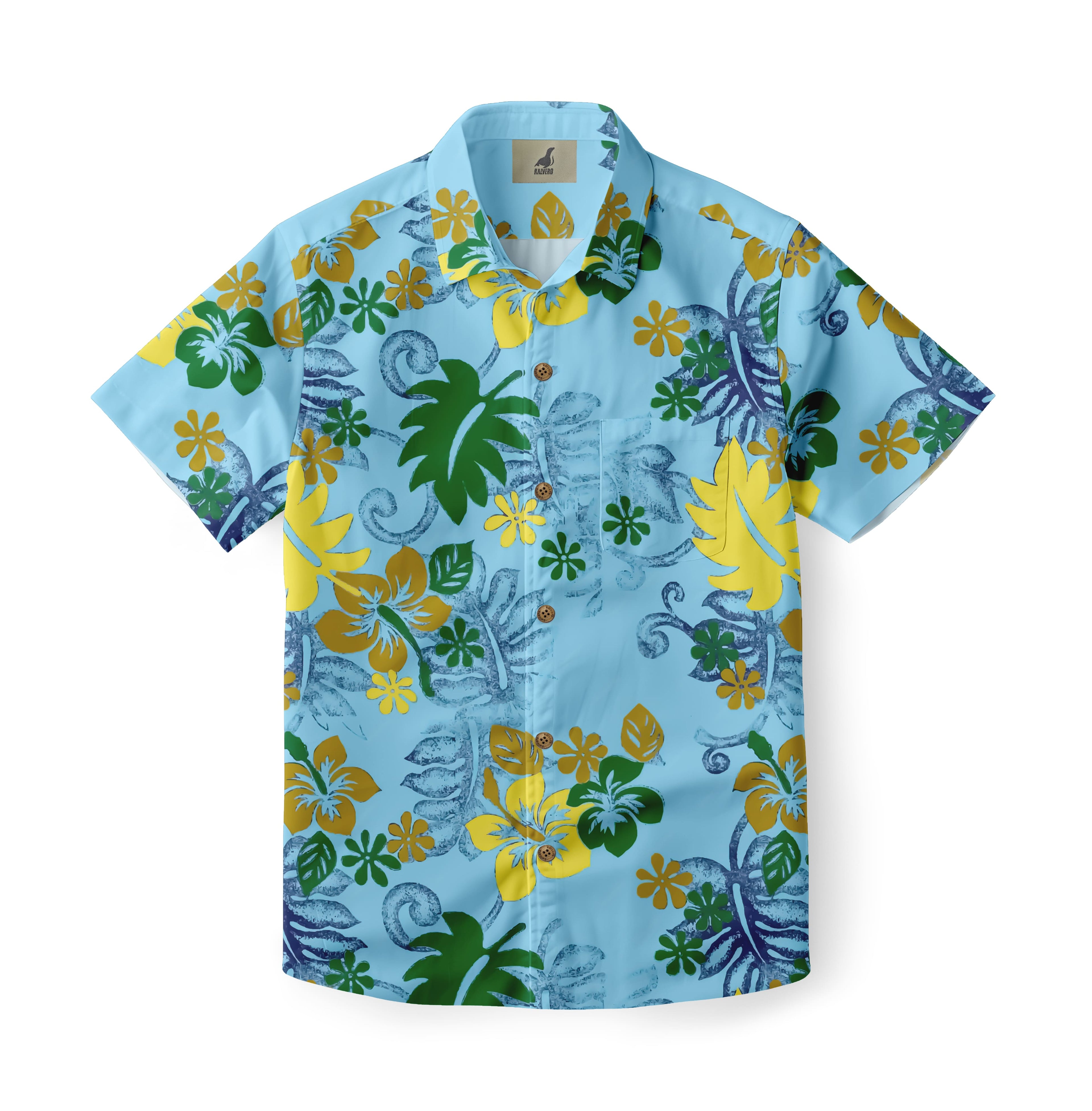 Light Blue Tropical Floral Hawaiian Shirt