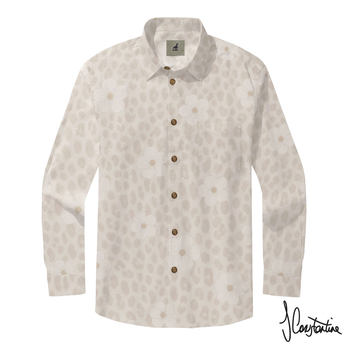 Ivory Leopard Blossom Long Sleeve Shirt