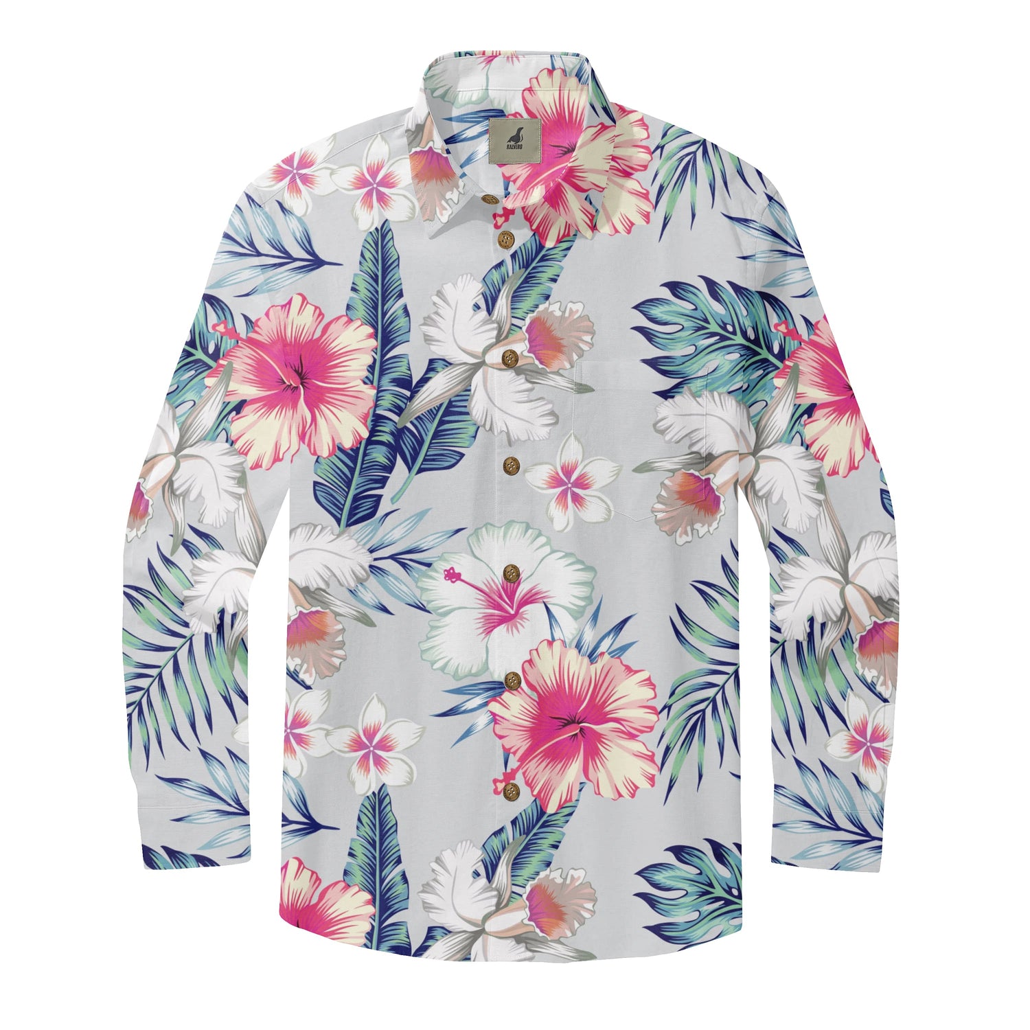 Pink Hibiscus Long Sleeve Shirt