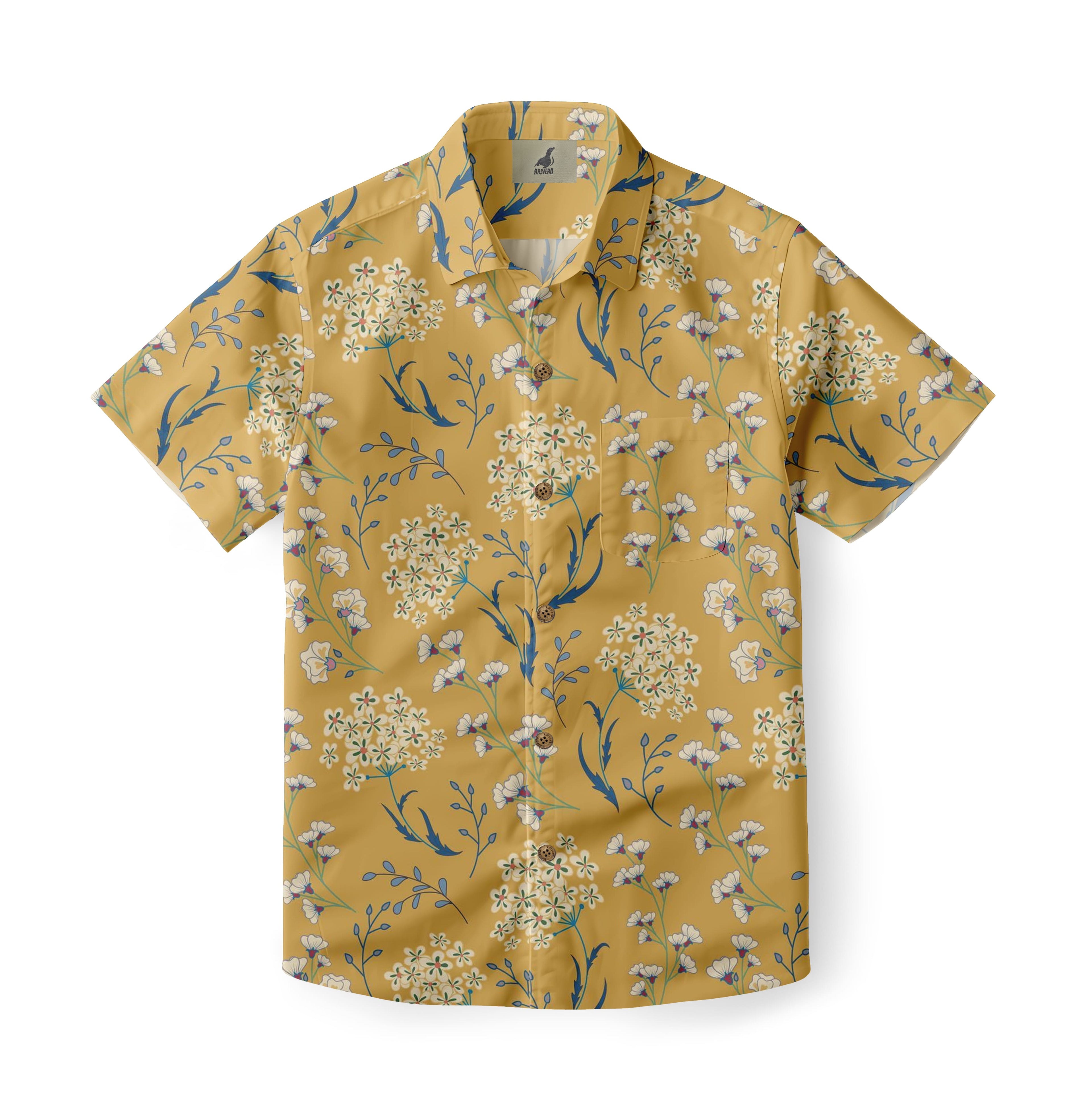 Yellow Wildflower Aloha Shirt