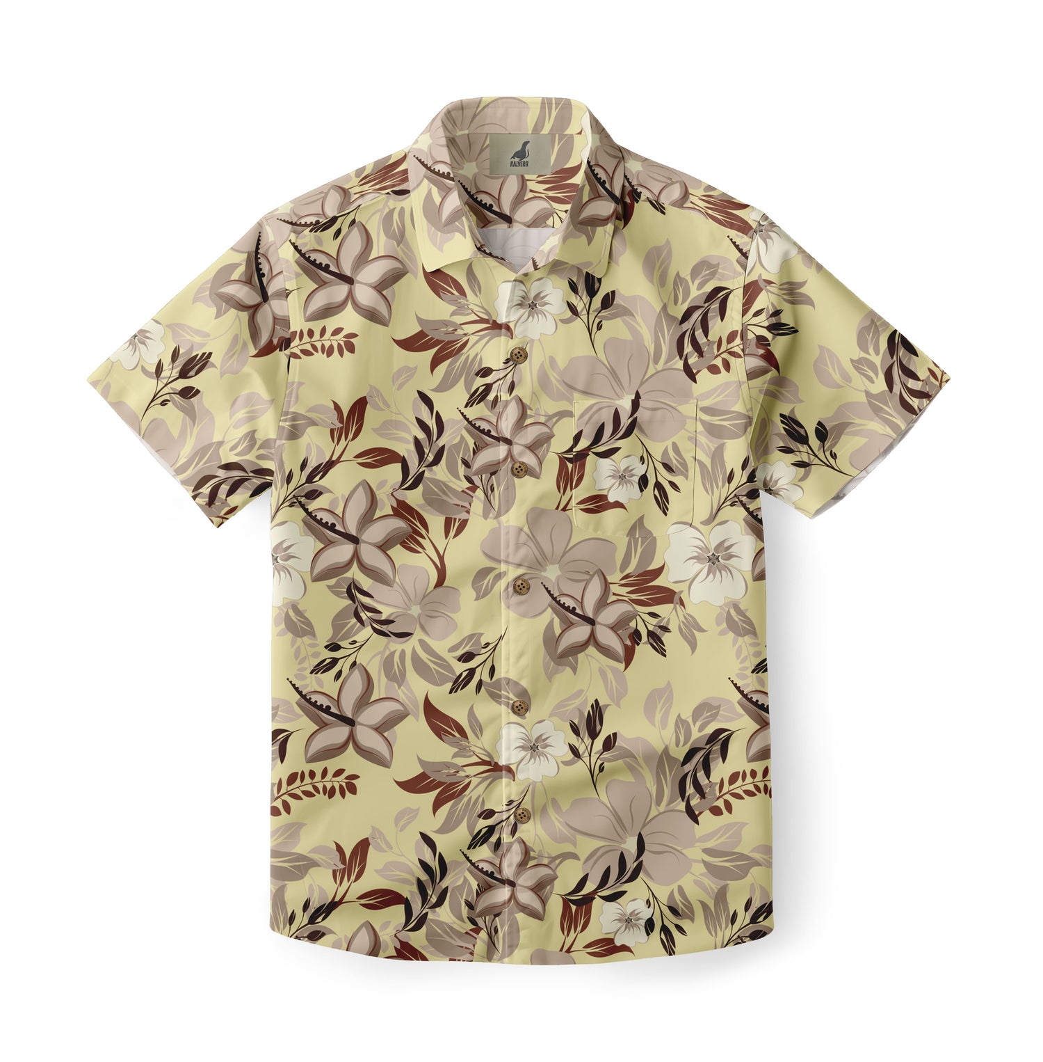 Earth-Tone Floral Aloha Shirt
