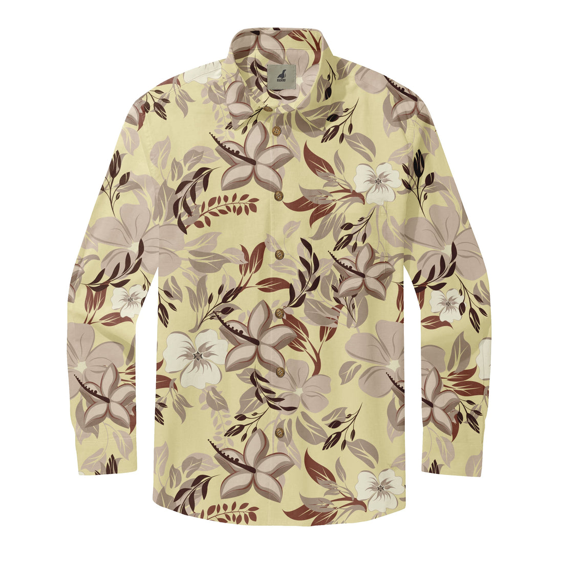Earth-Tone Floral Long Sleeve Shirts