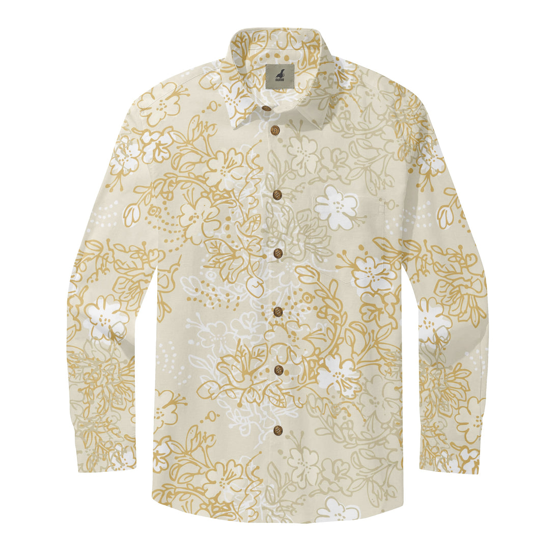 Gold Floral Long Sleeve Shirts