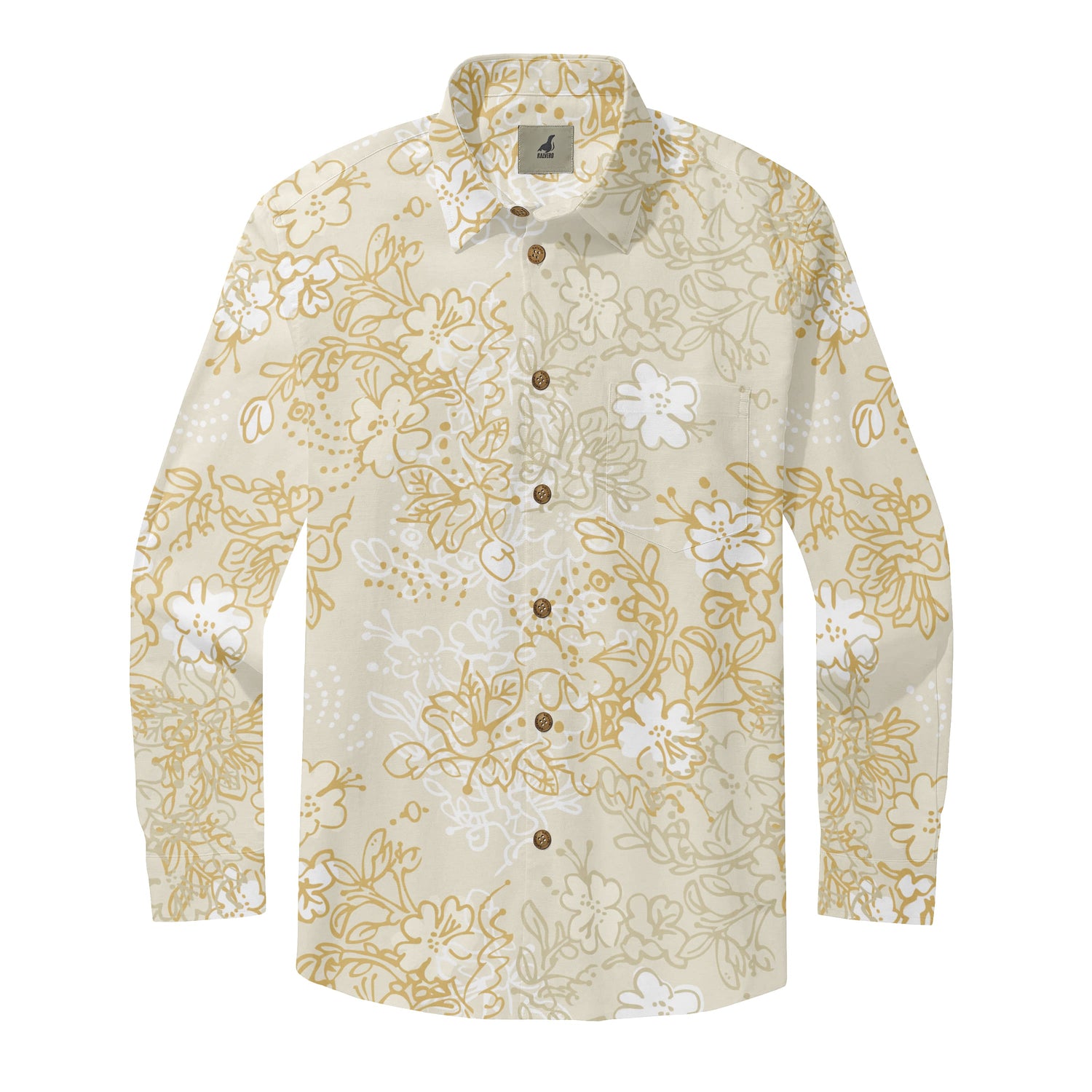 Gold Floral Long Sleeve Shirts