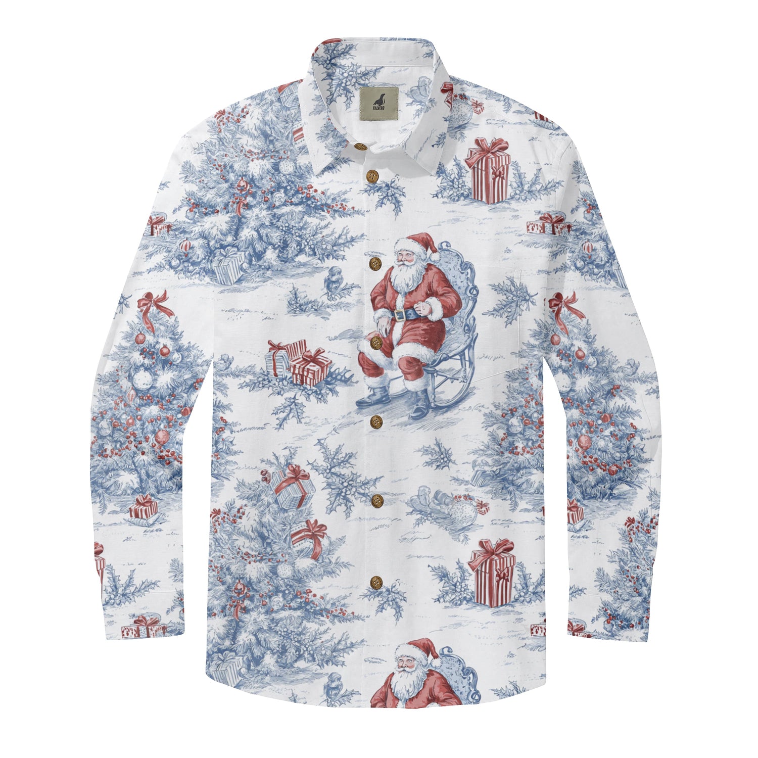 Christmas Toile Long Sleeve Shirts - L Christmas Toile Long Sleeve Shirts - L
