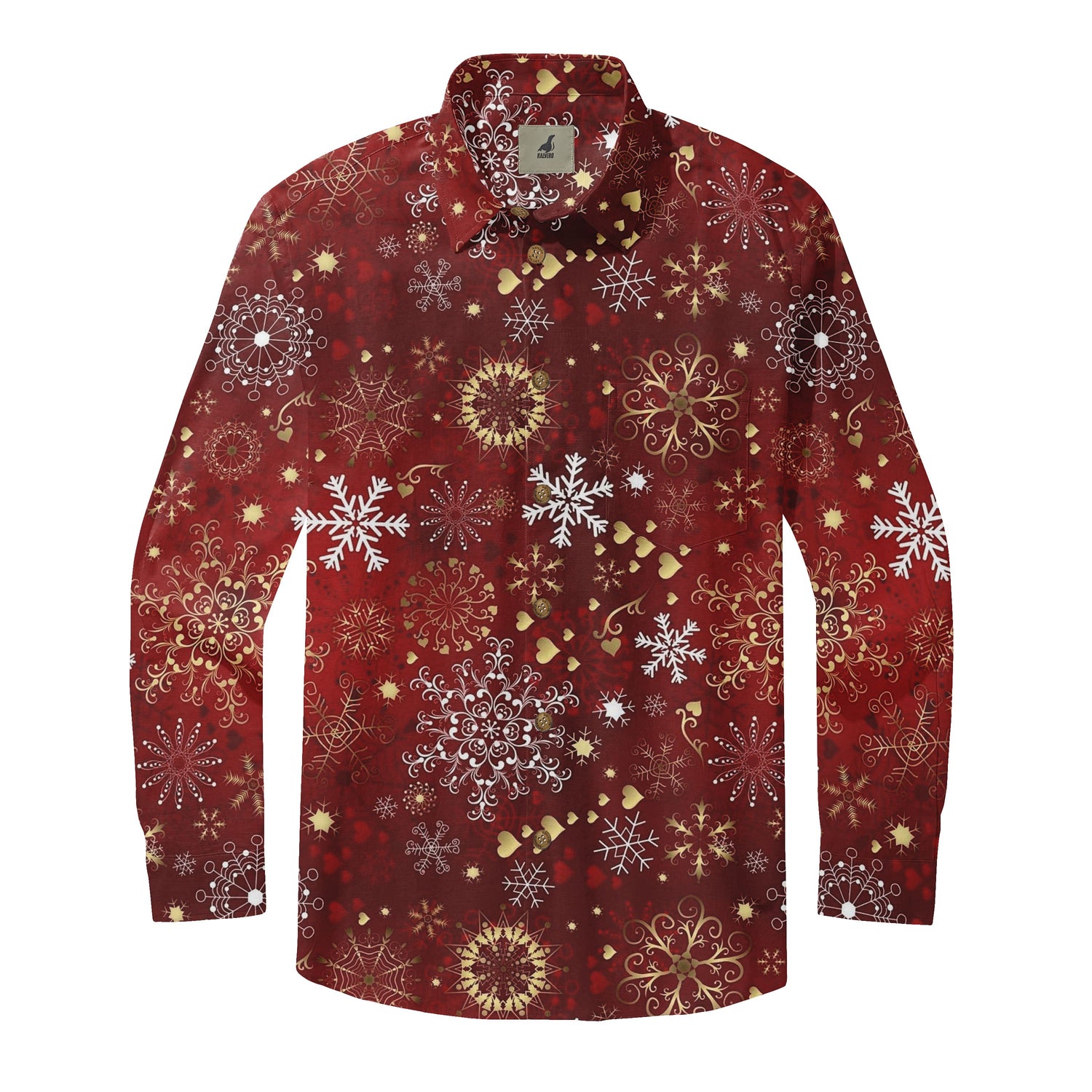 Golden Snowflake Long Sleeve Shirts