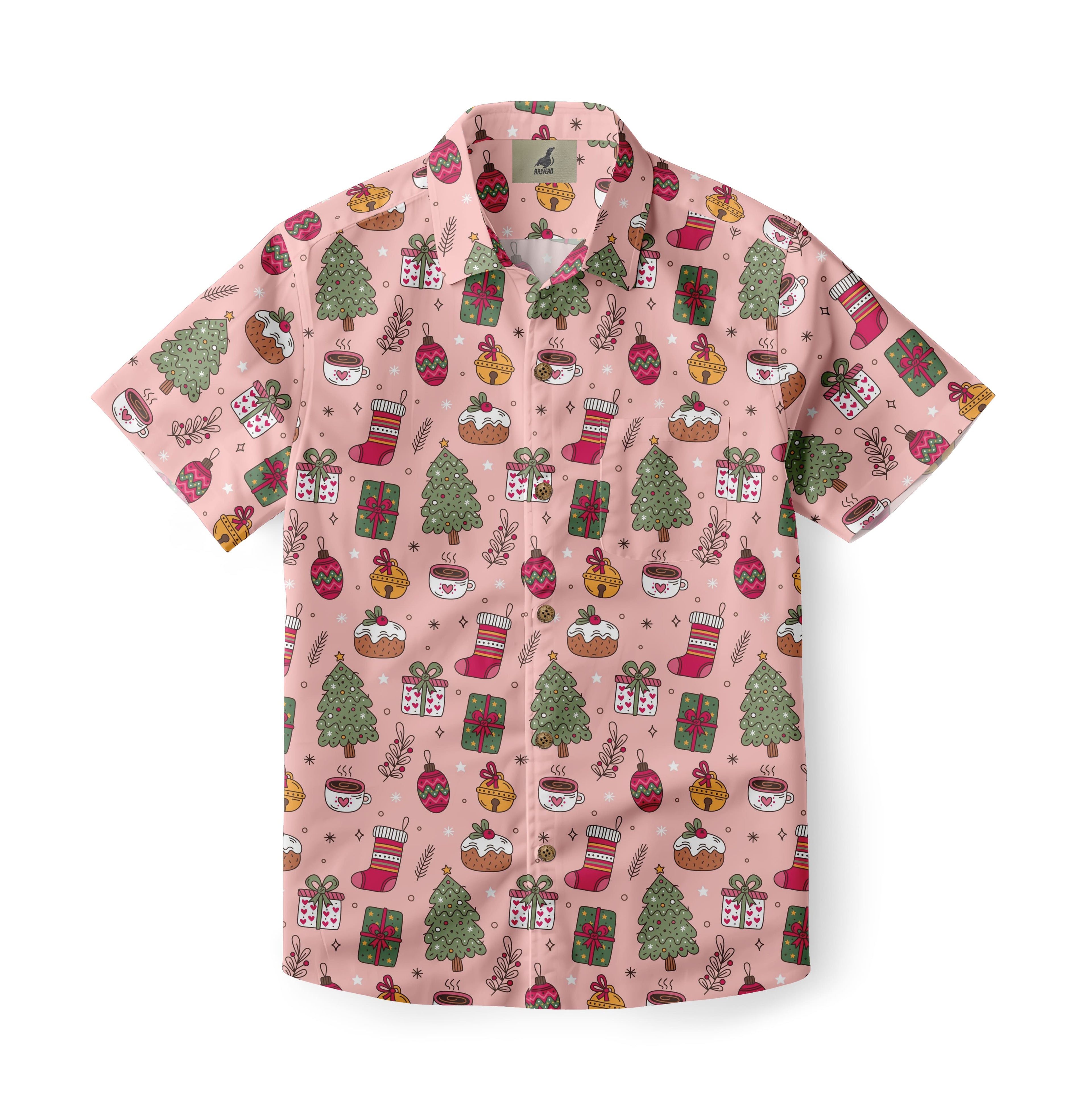 Pink Christmas Aloha Shirt
