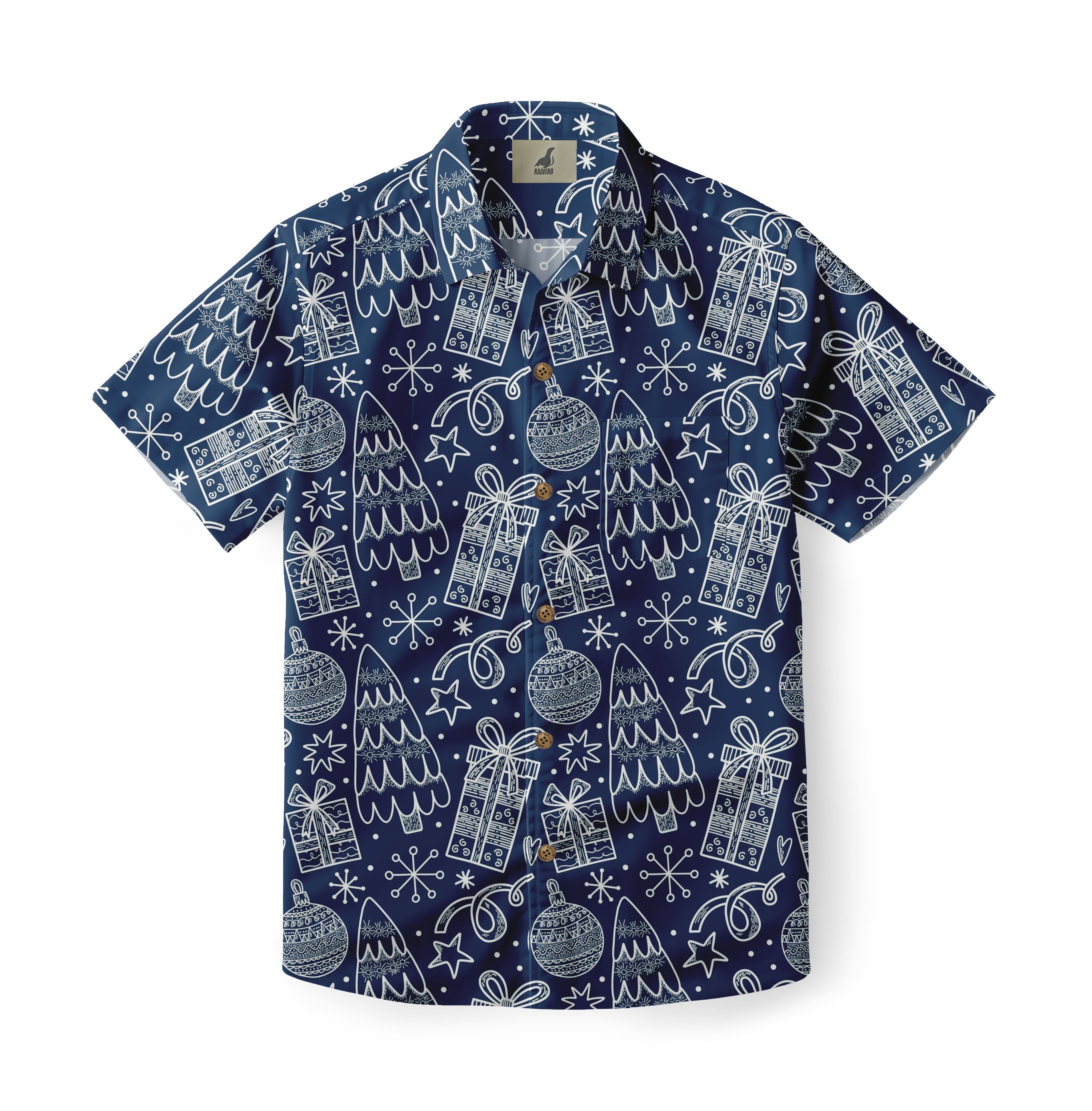 Blue Christmas Aloha Shirt
