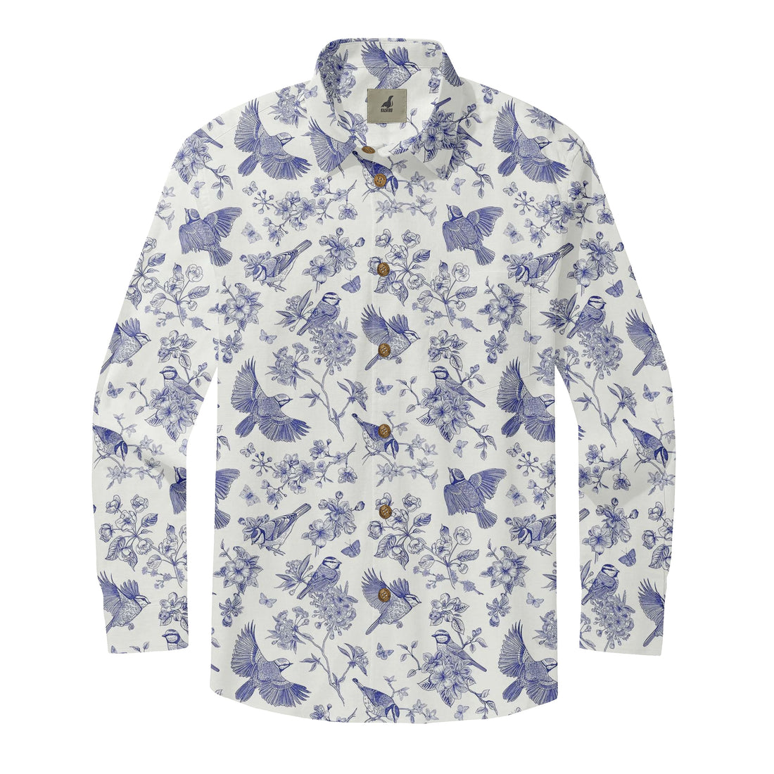 Blue Songbird Long Sleeve Shirts